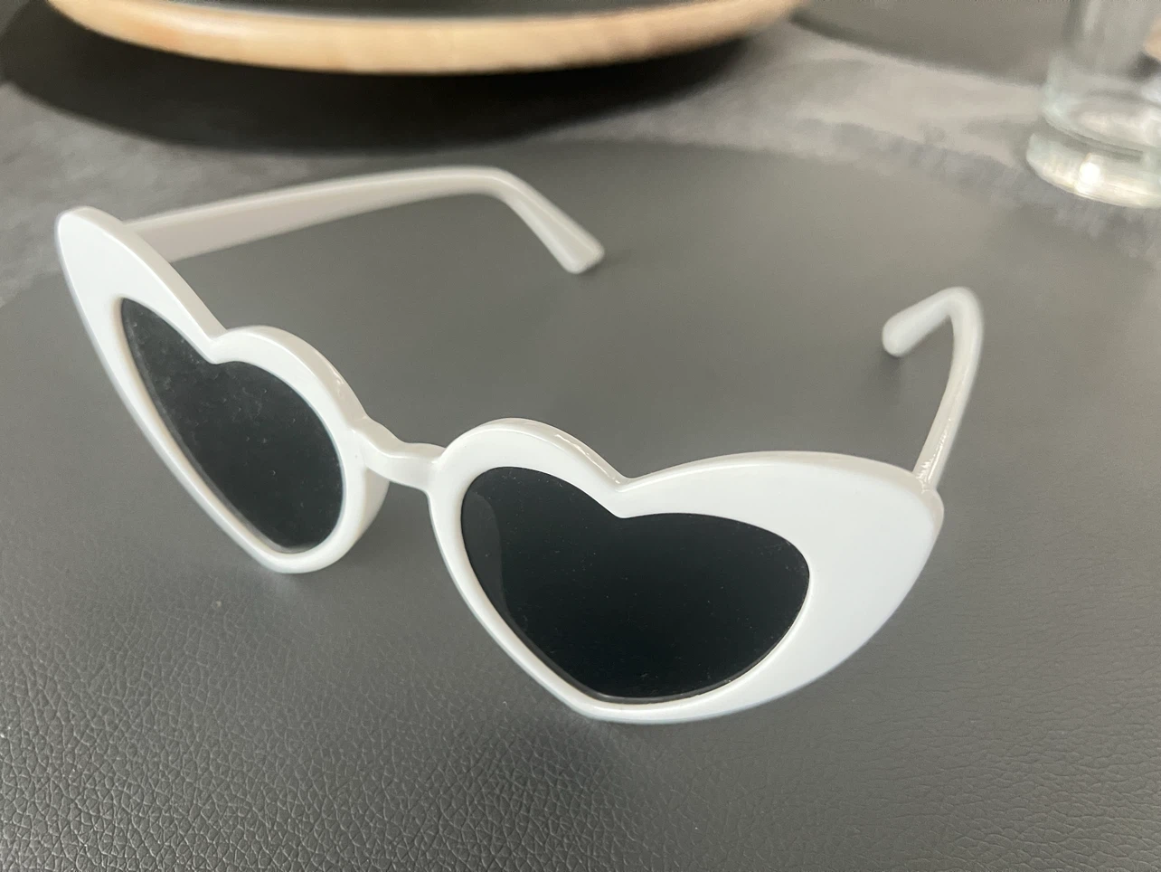White border heart-shaped sunglasses