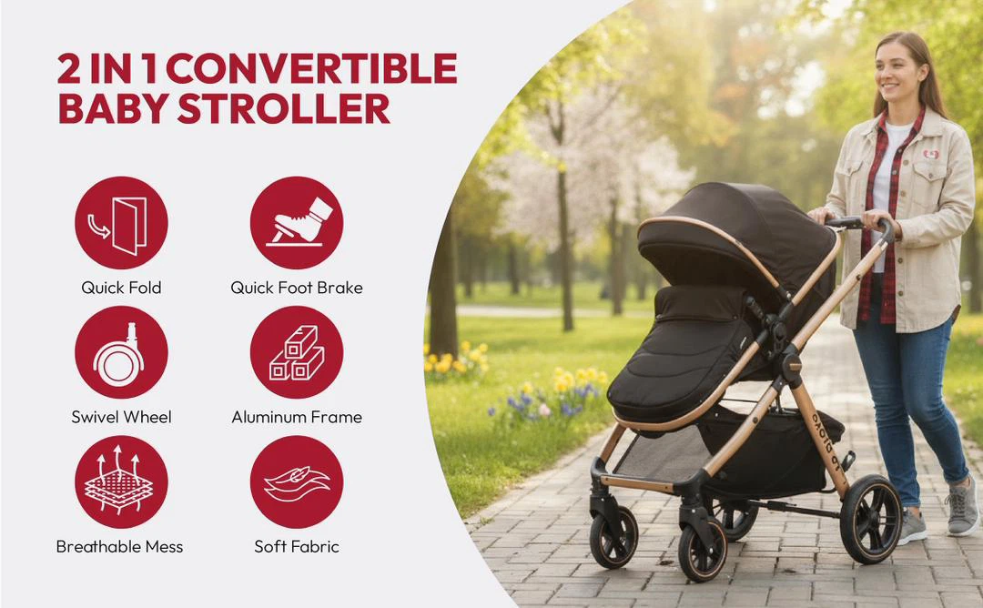 DrBash 2-in-1 Convertible Baby Stroller,Compact Fold 0-4 years - photo 2