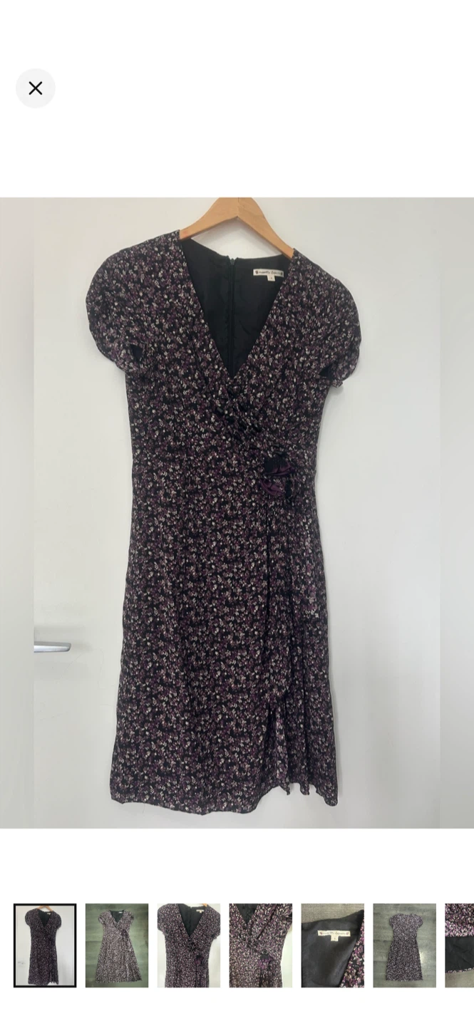 Y2K VINTAGE Nanette Lepore 100% Silk Beaded Floral Midi Dress