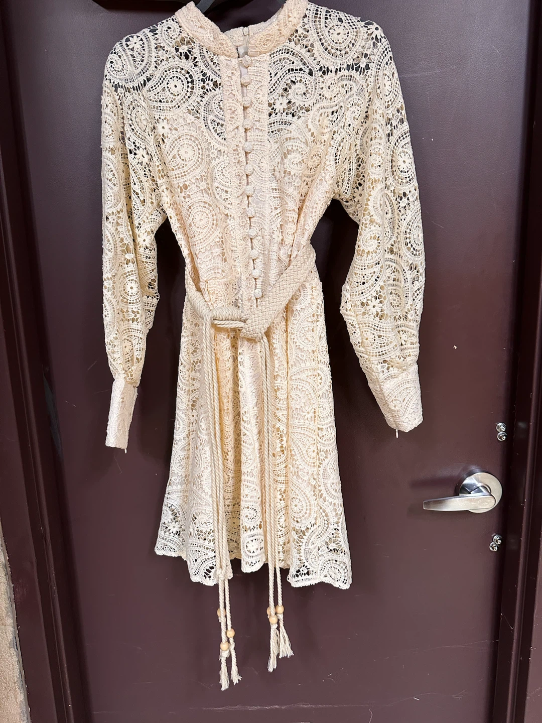 Cream Lace Dress with Belt