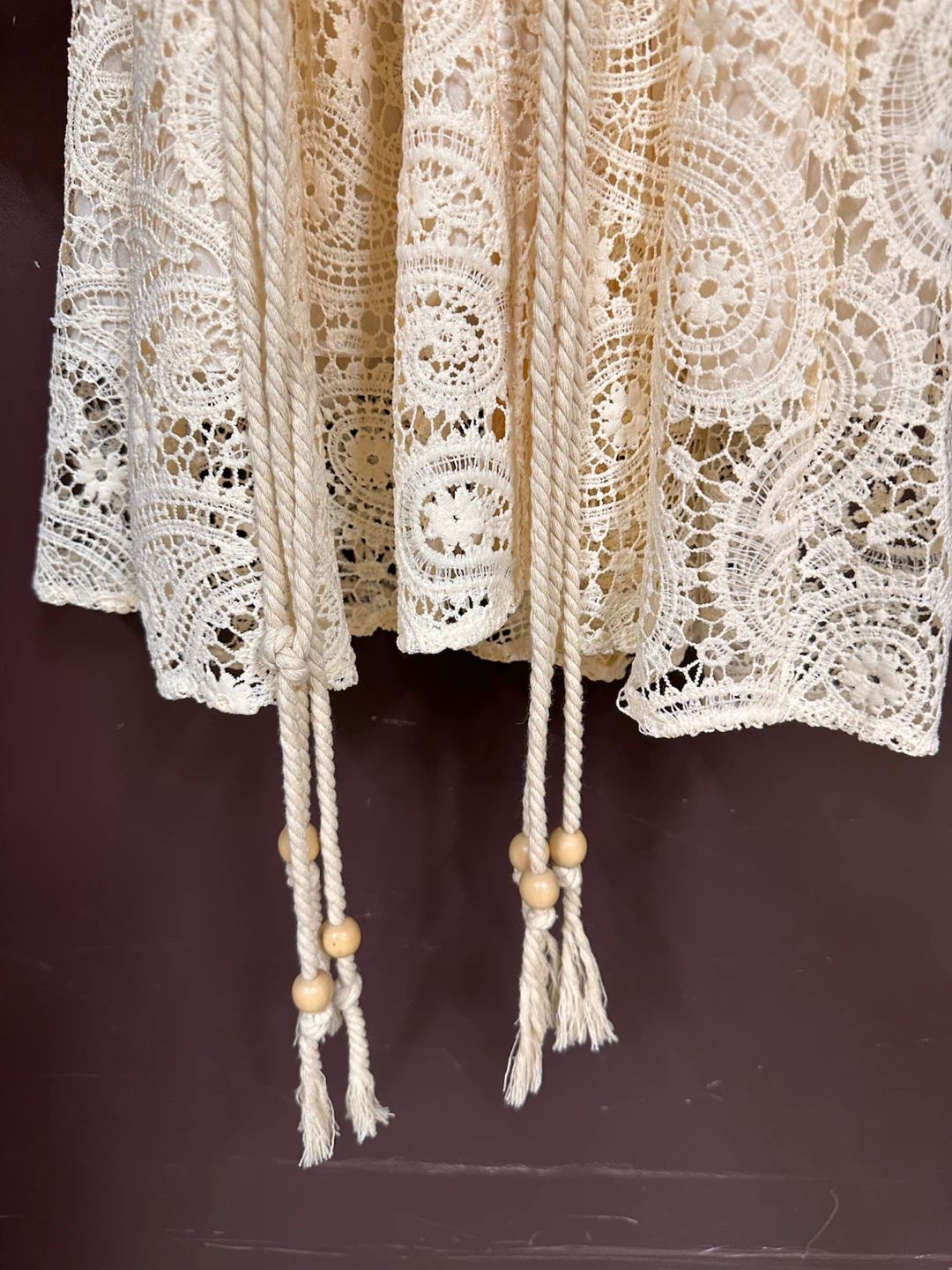Cream Lace Dress with Belt - photo 2