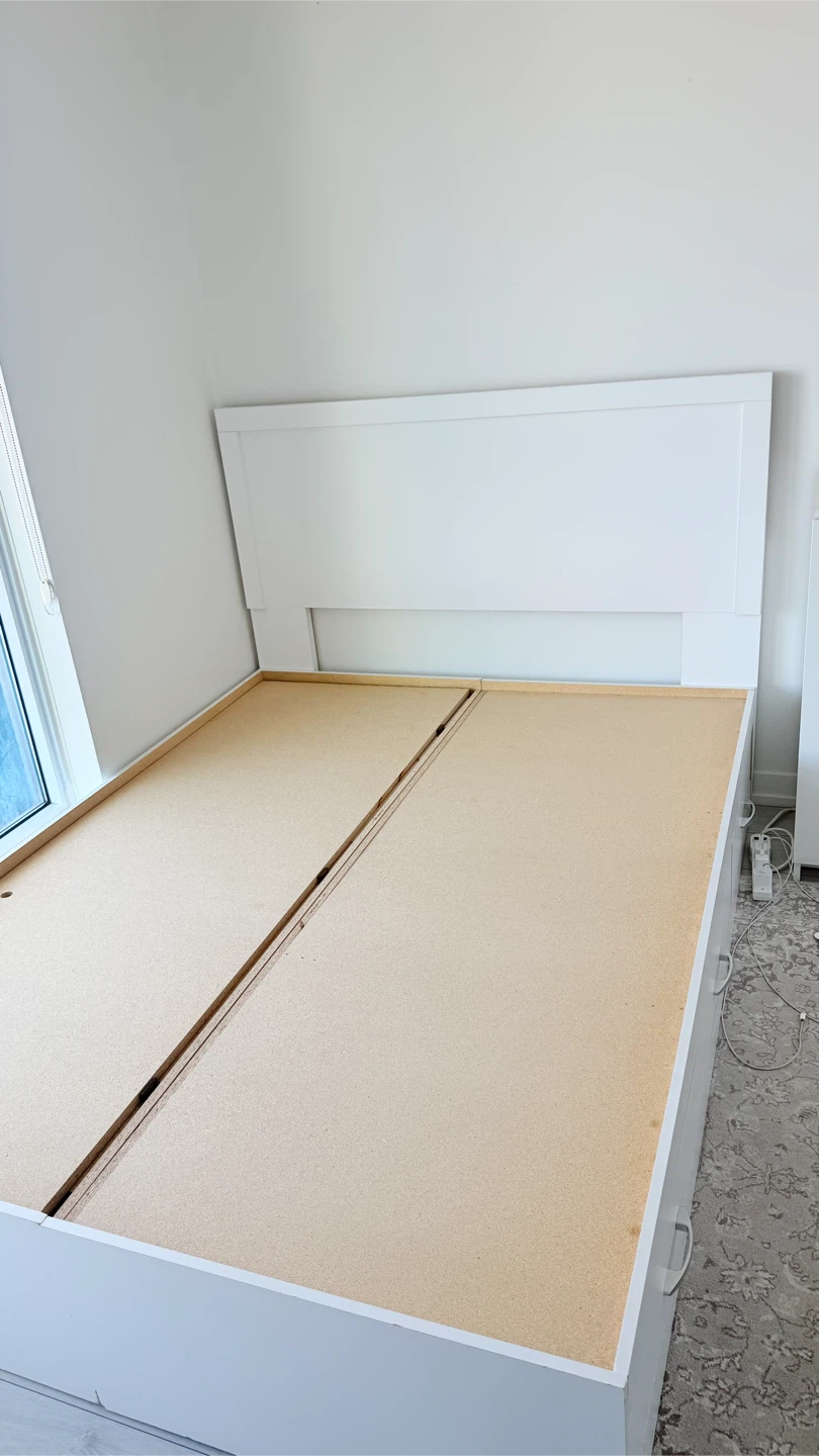 White Queen Bed Frame with Storage Drawers