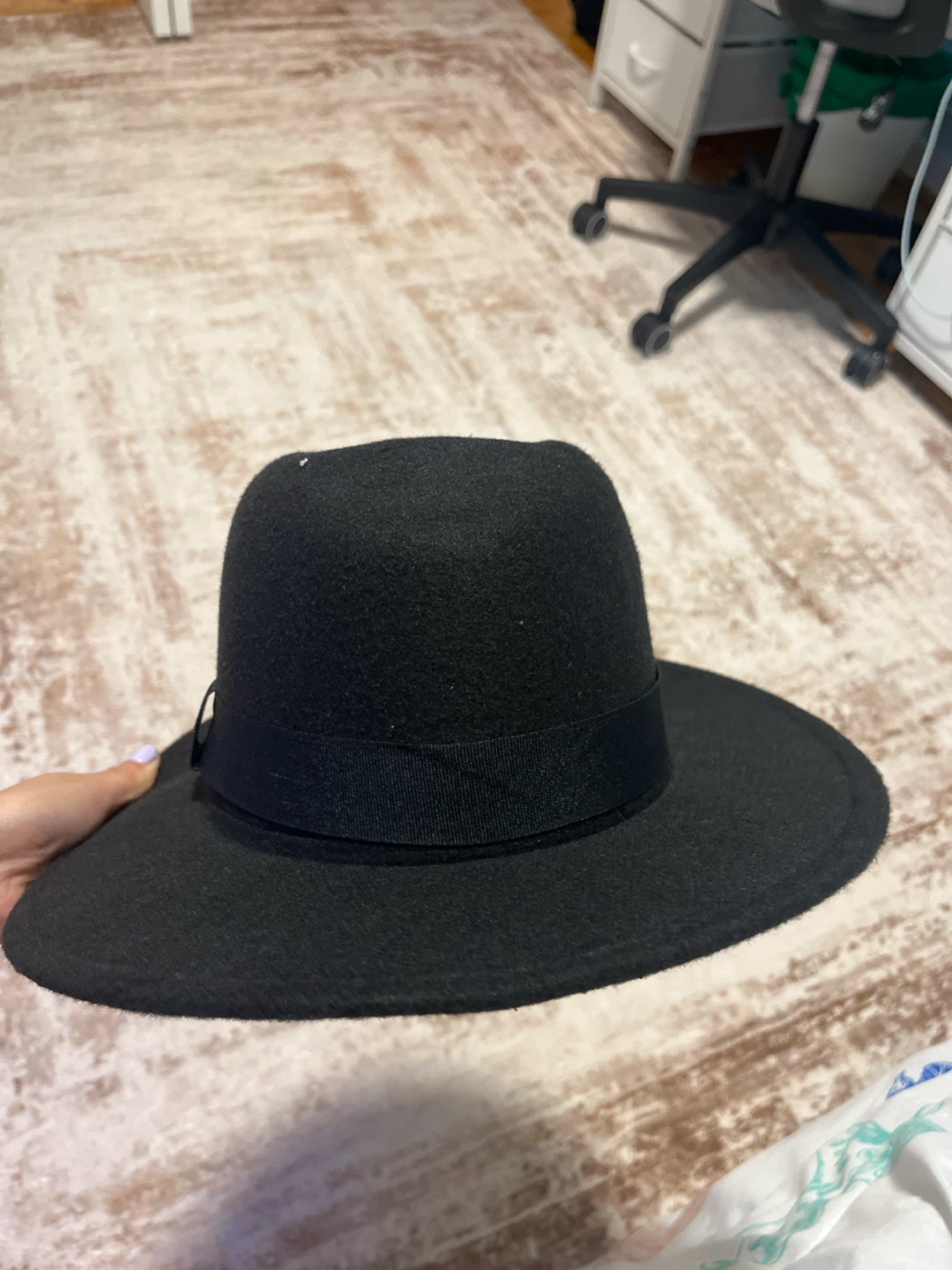 Black Fedora Hat - Size 57 - photo 3