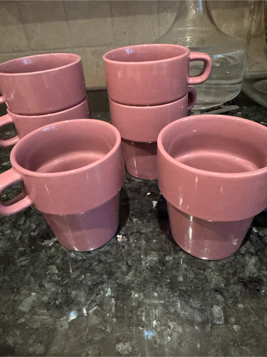 Set of 6 Pink Stackable Mugs
