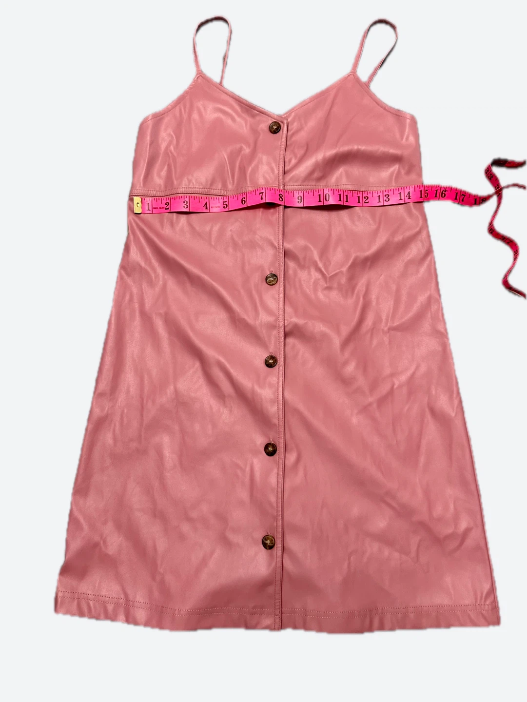 Paper Doll Pink Faux Leather Button Front Dress Size 12