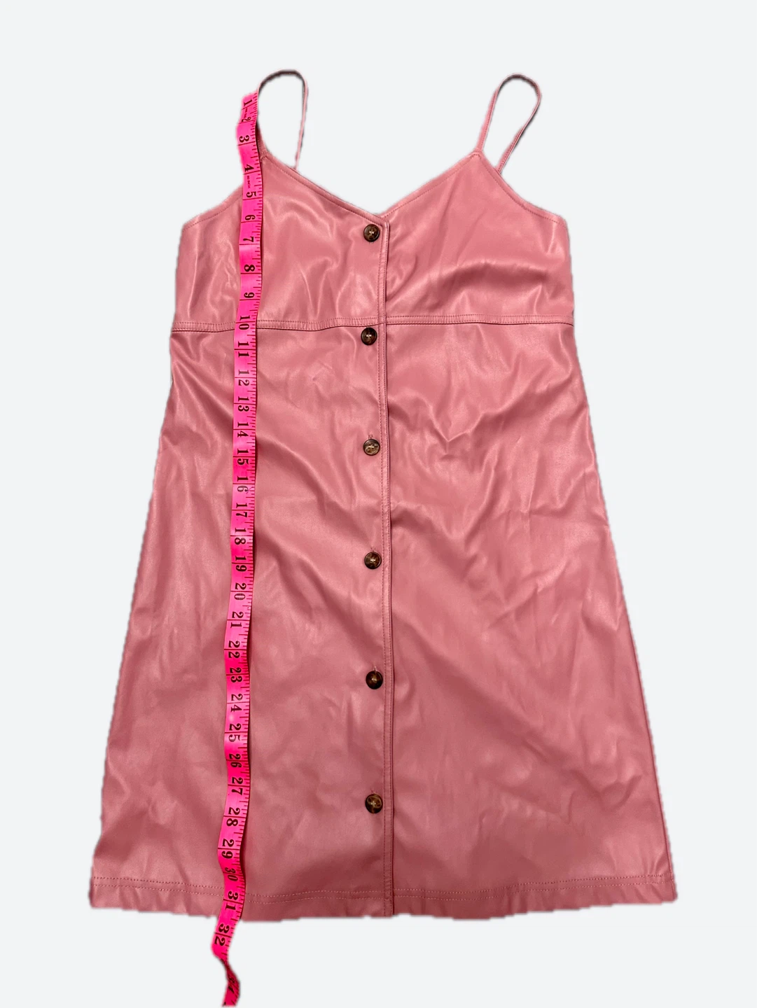 Paper Doll Pink Faux Leather Button Front Dress Size 12 - photo 2