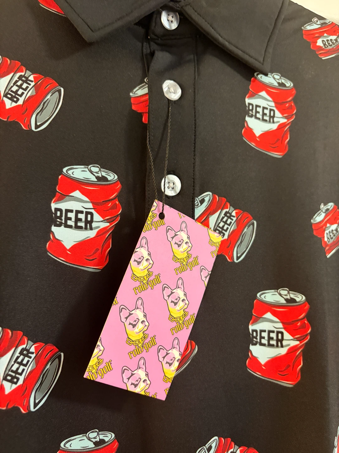 Rolo Golf Beer Can Print Polo Shirt - Size M - photo 4