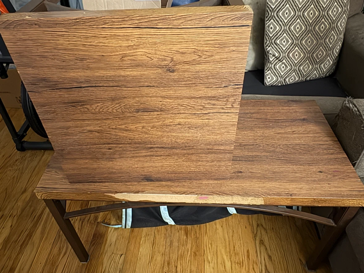 Wood Grain Side Table with Metal Legs