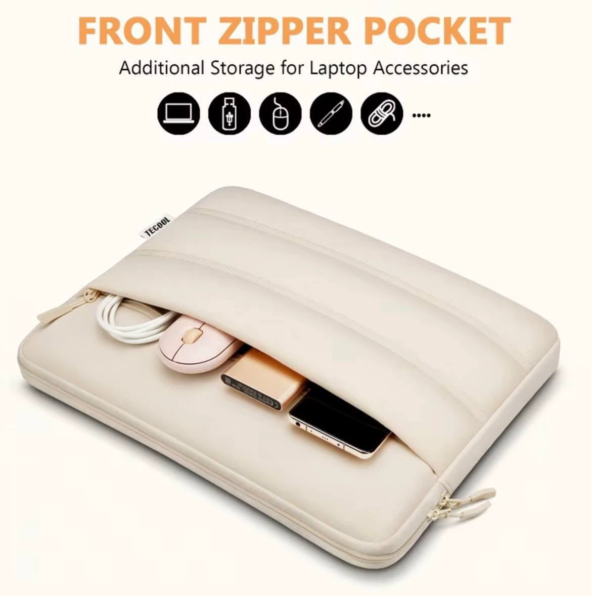 Puffy laptop sleeve 13.5 inch — beige - photo 5