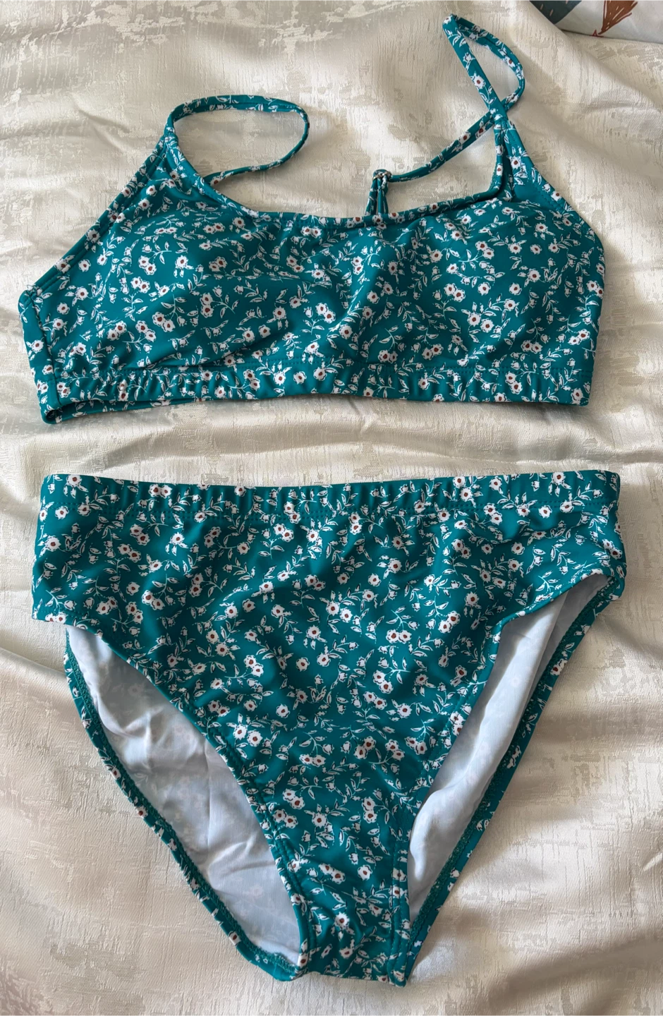 Teal Floral Bikini Set Size M