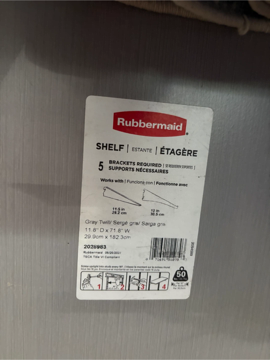 Gray Laminated Wood Shelf - photo 2
