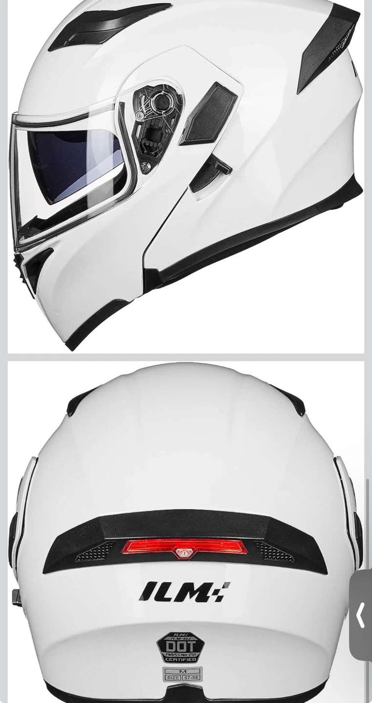 ILM Motorcycle Helmet White - Led - Medium