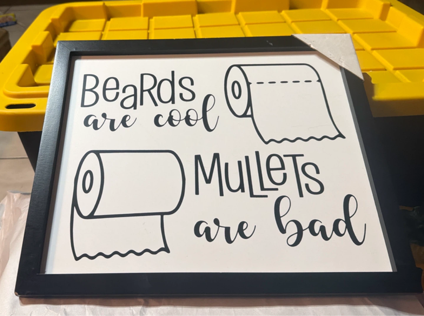 Framed Wall Art "Beards are Cool, Mullets are Bad"