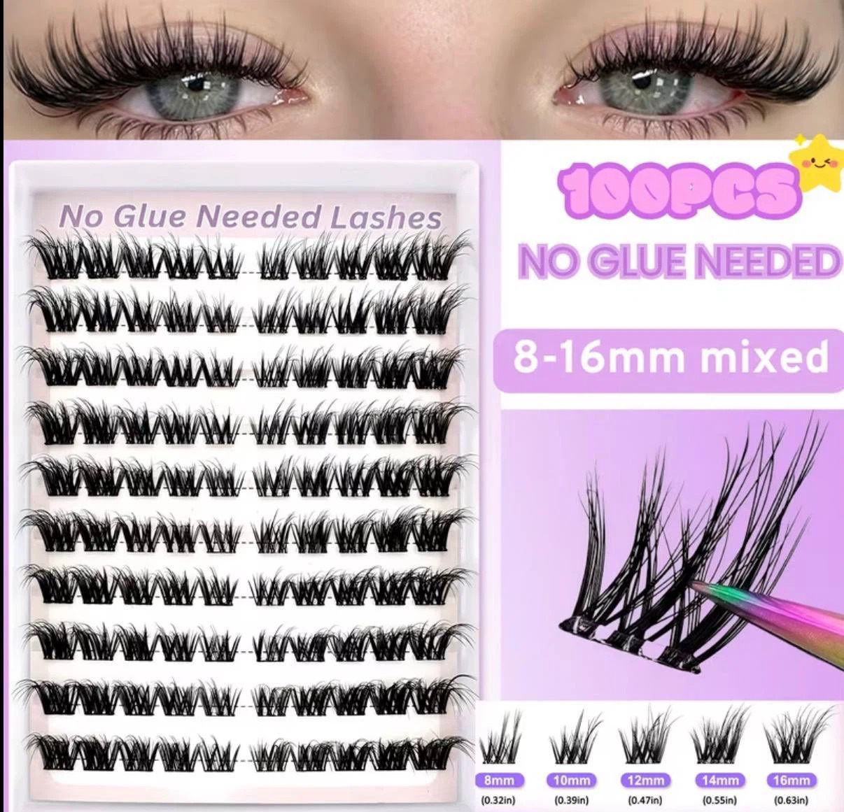 No Glue Needed Cluster Lashes – 100 PCS