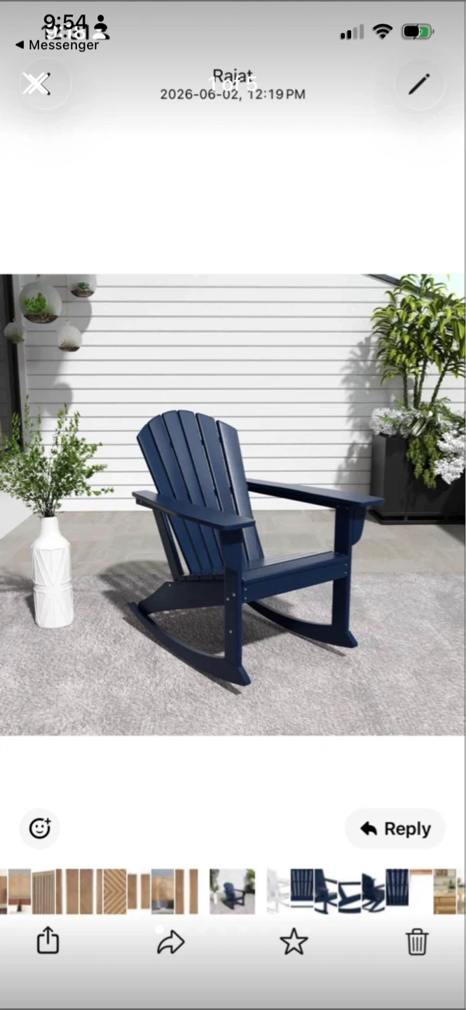 New Navy Blue Adirondack Rocking Chair
