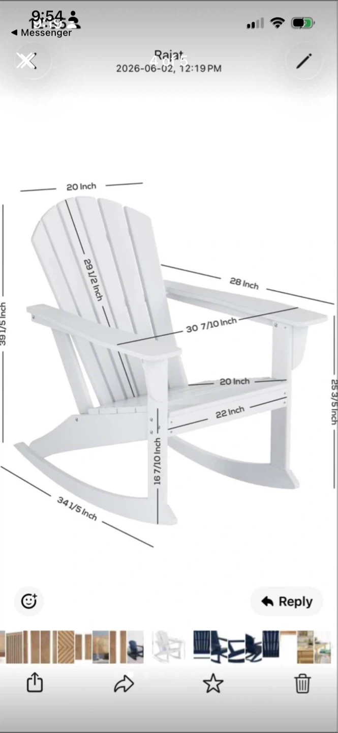 New Navy Blue Adirondack Rocking Chair - photo 4