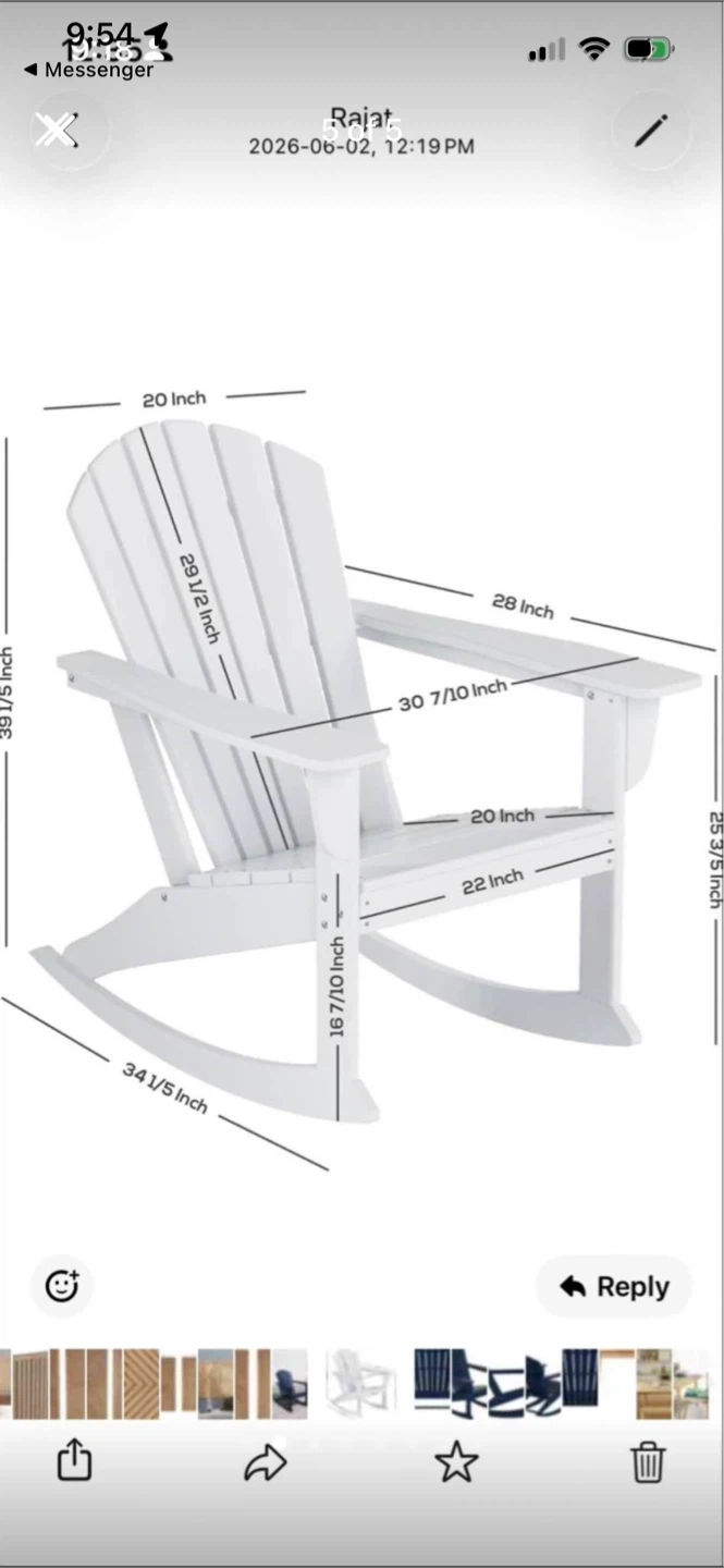 New Navy Blue Adirondack Rocking Chair - photo 5