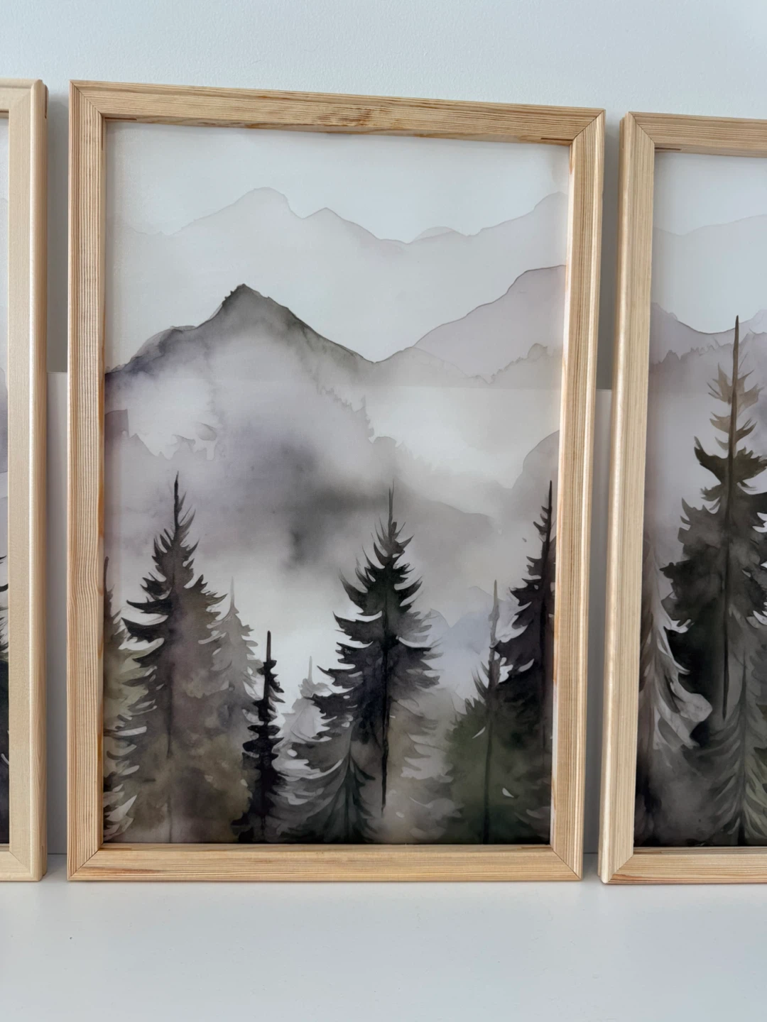 Set of 3 Framed Mountain and Forest Art Prints - photo 3