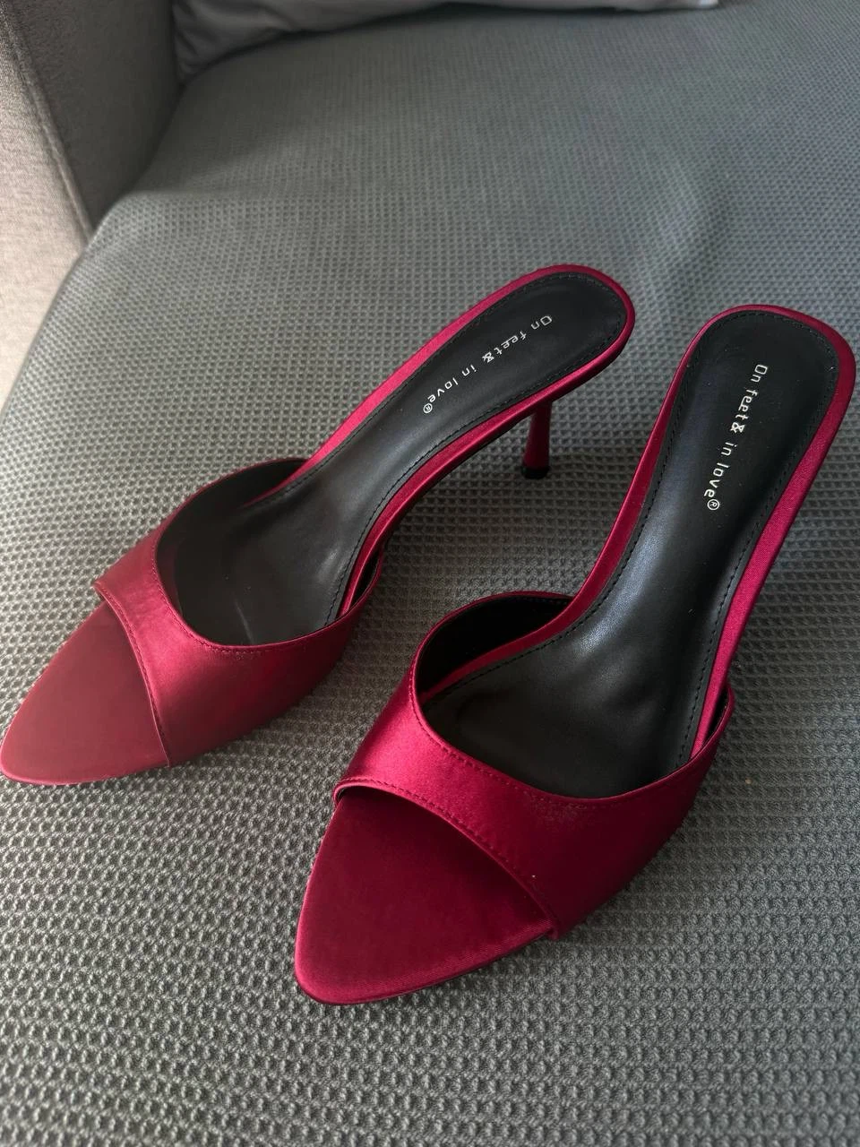 Burgundy Satin Heeled Mules , US 10.5 - photo 2