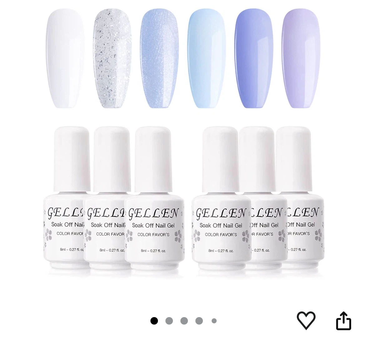 GELLEN Soak Off Nail Gel Polish Lavender Sky Colors Set - photo 2