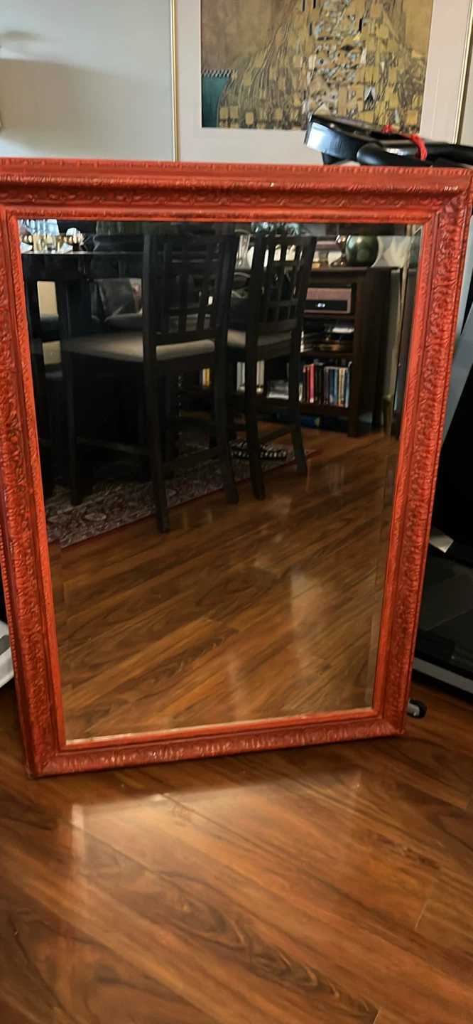 Ornate Red Framed Mirror