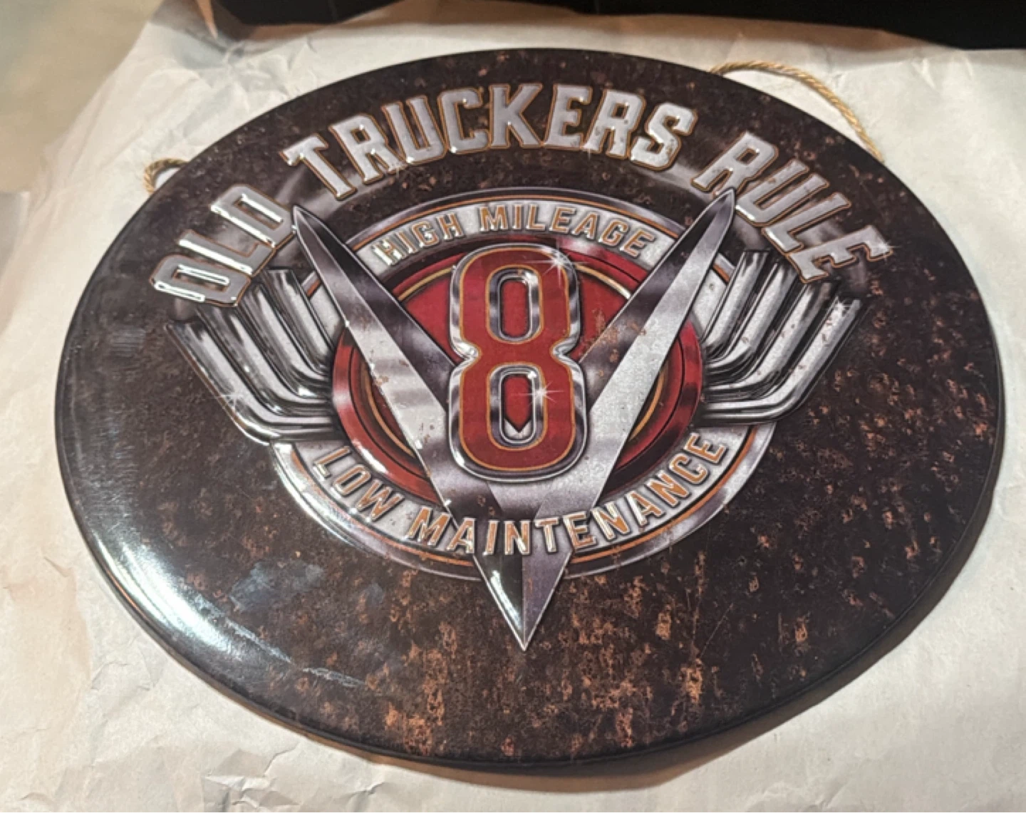 Old Truckers Rule V8 Sign