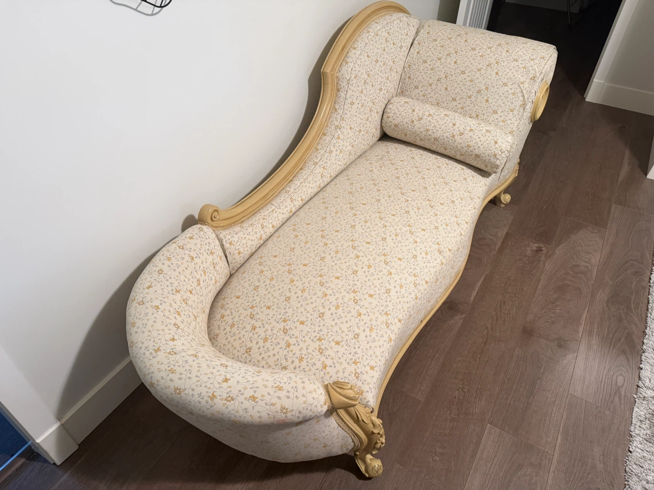 Vintage Chaise Lounge with Floral Print Fabric - photo 3