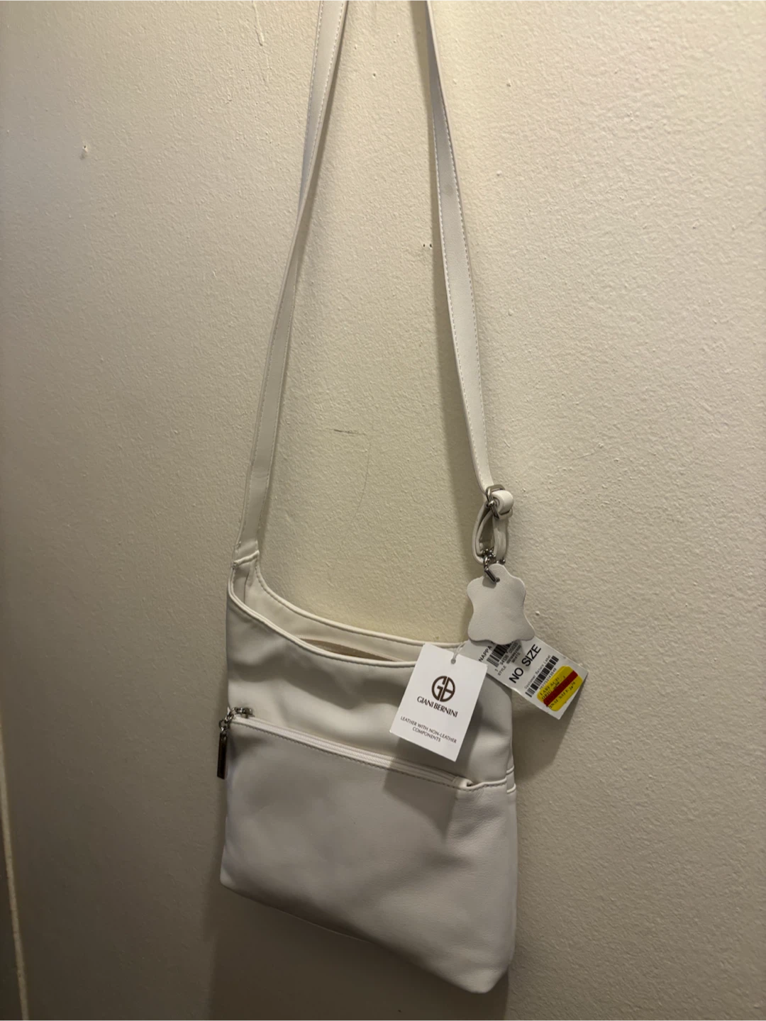 NEW-Gianni Bernini White Leather Crossbody Bag - photo 2