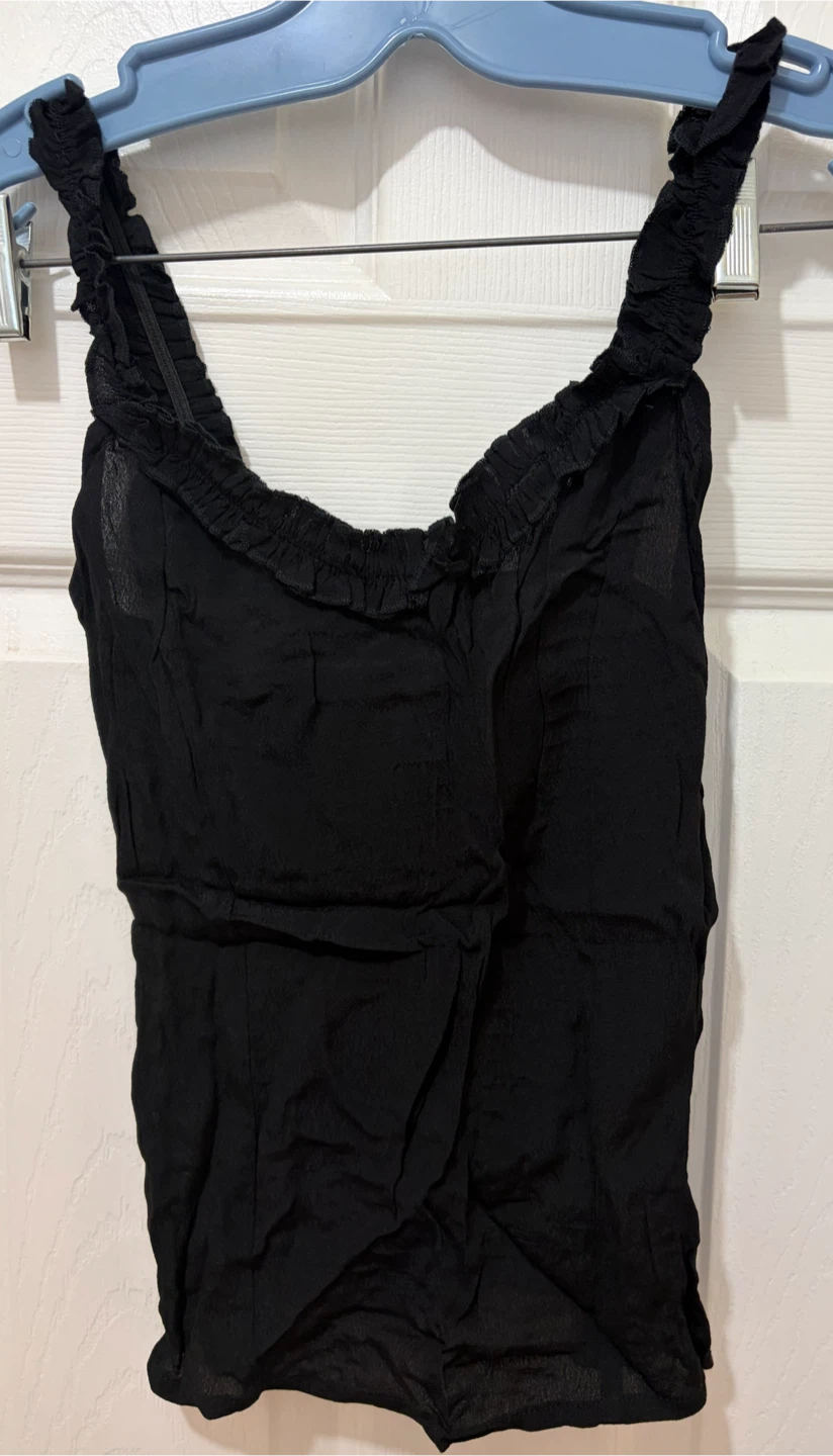 Black Smocked Tank Top XS