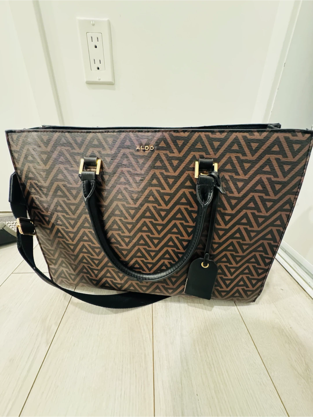 ALDO Tote Bag - Brown and Black Geometric Pattern - photo 3