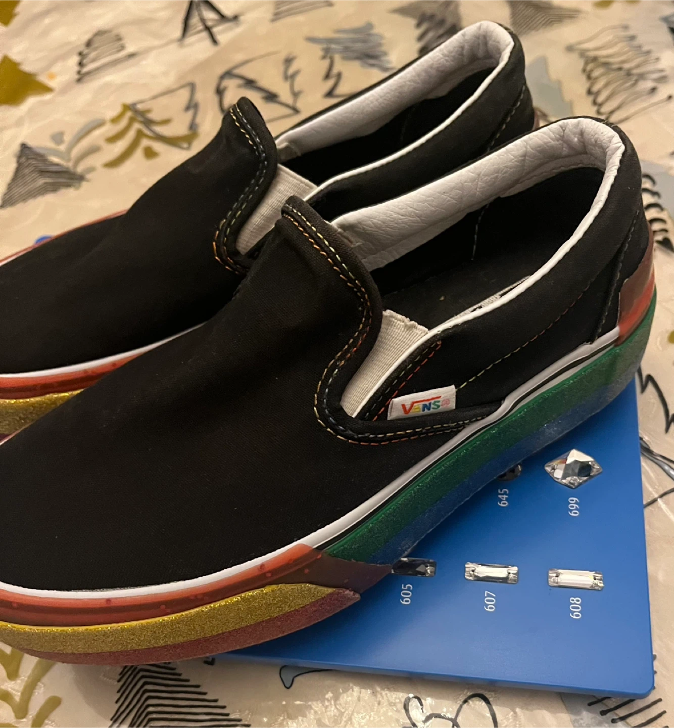 Vans Slip-On Rainbow Glitter Shoes