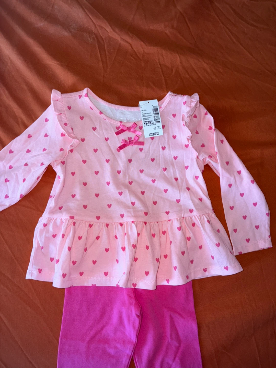 New Pink baby girls Outfit Size 12-18M - photo 2