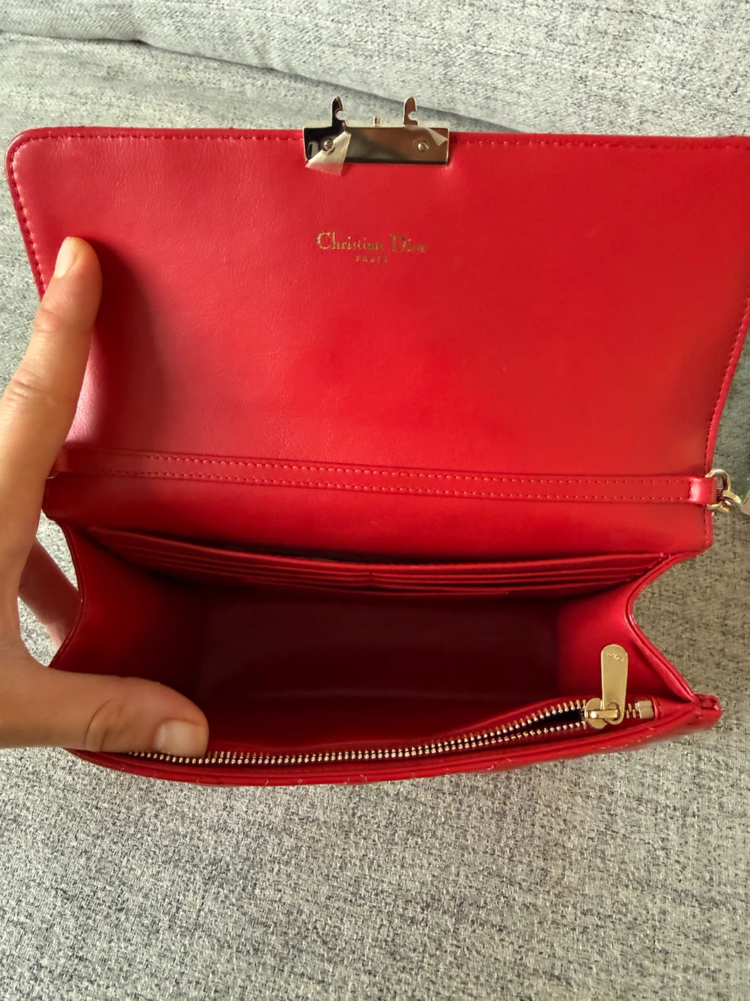 Christian Dior Red Patent Leather Cannage Promenade Pouch - photo 3