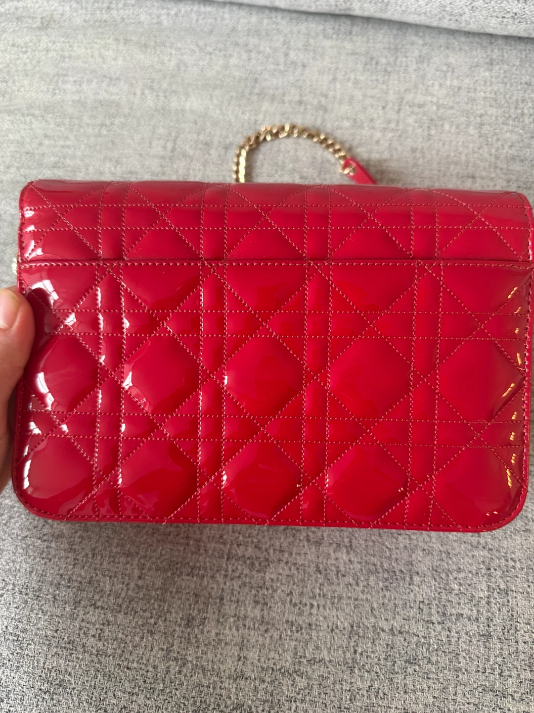 Christian Dior Red Patent Leather Cannage Promenade Pouch - photo 4