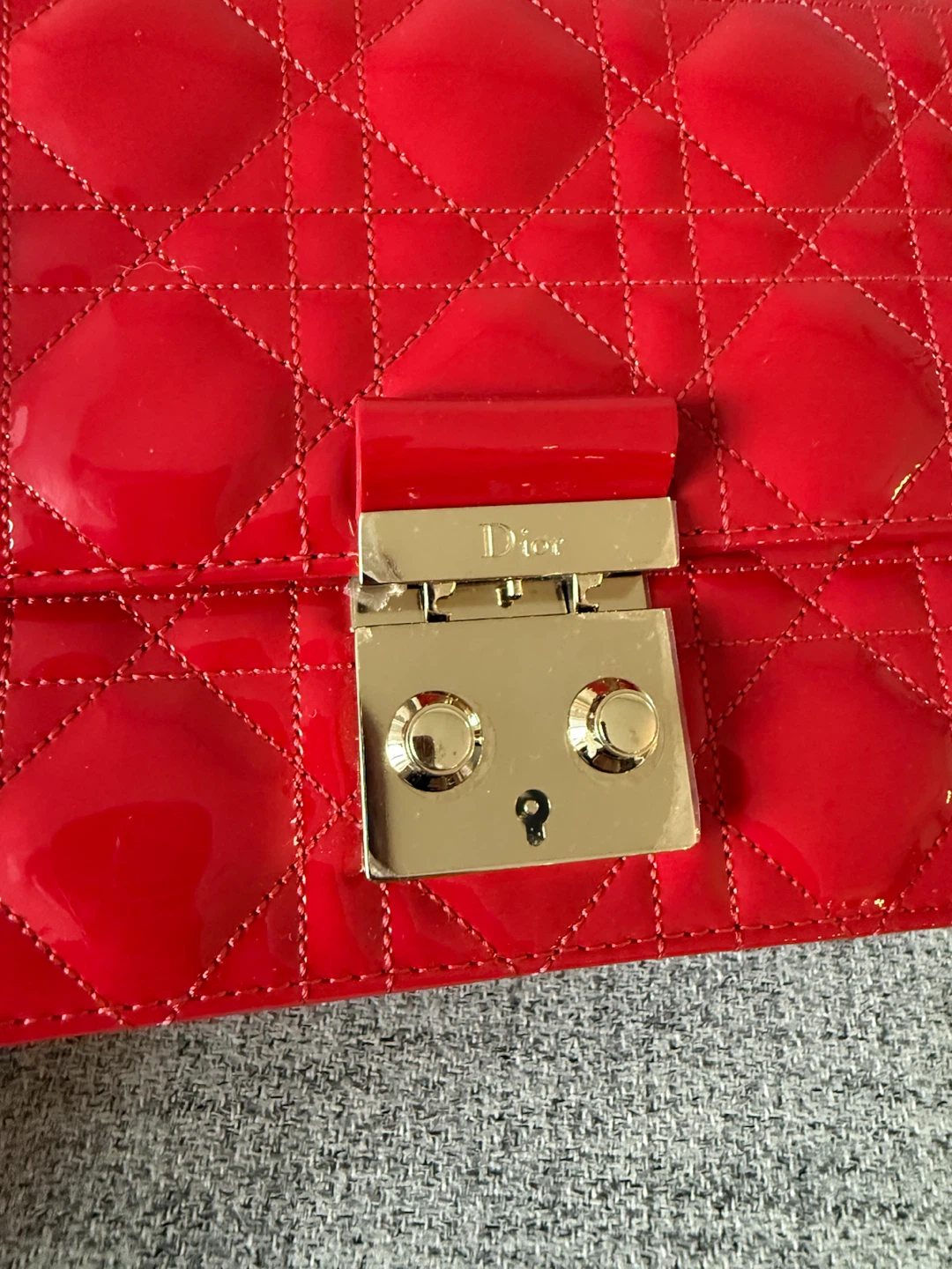 Christian Dior Red Patent Leather Cannage Promenade Pouch - photo 5
