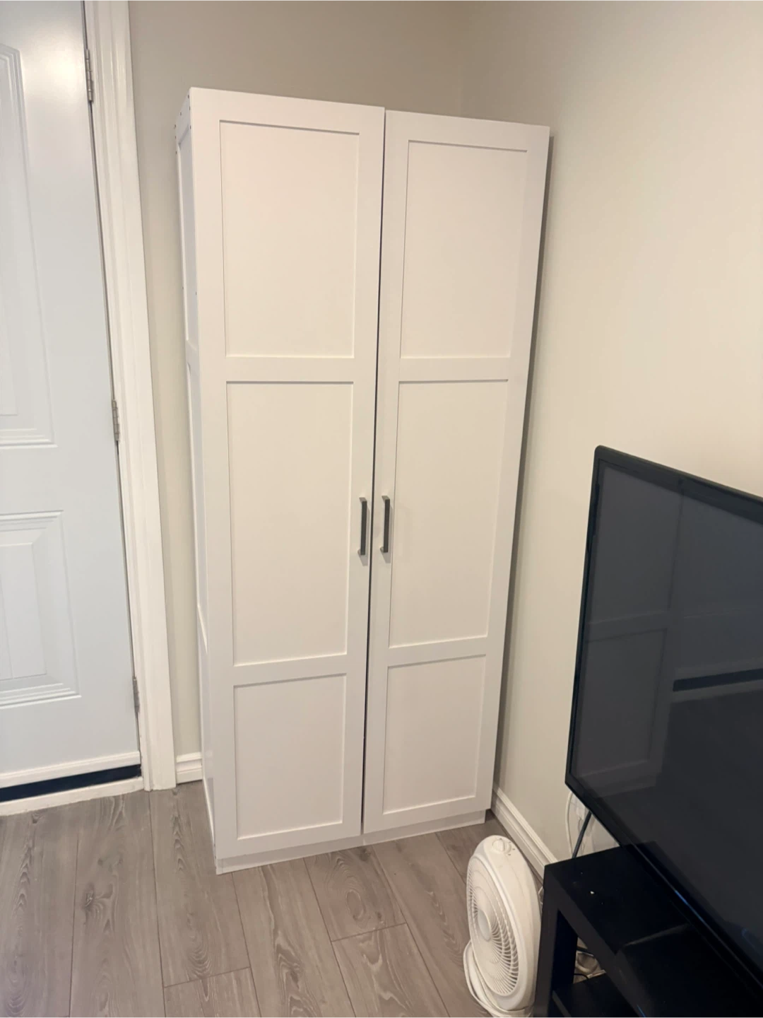 White Storage Cabinet with Doors