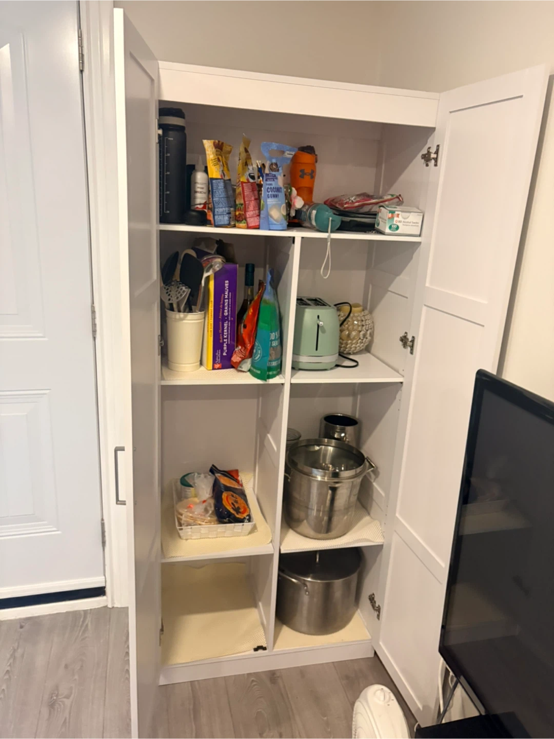 White Storage Cabinet with Doors - photo 2