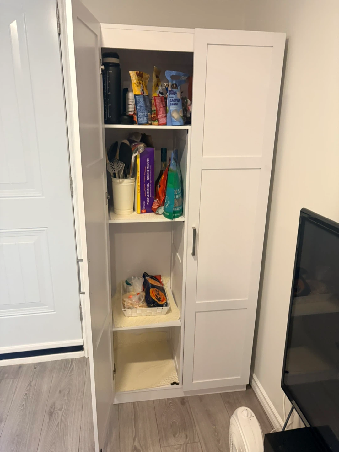 White Storage Cabinet with Doors - photo 3