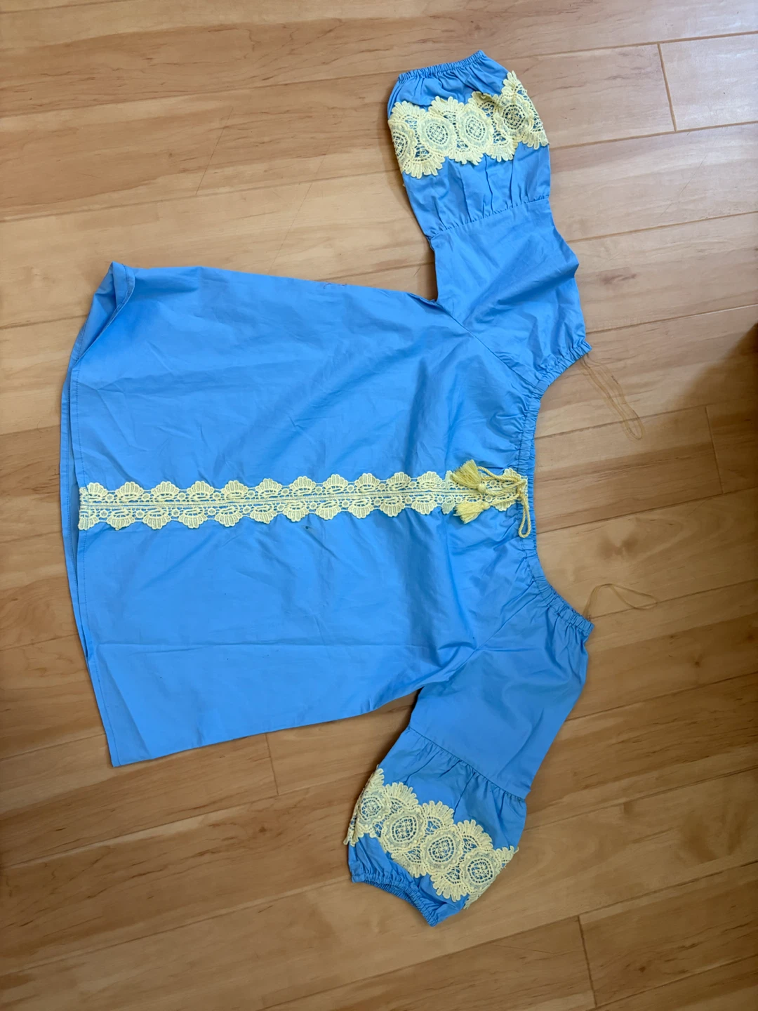 Hayden Girls Blue Dress with Yellow Lace
