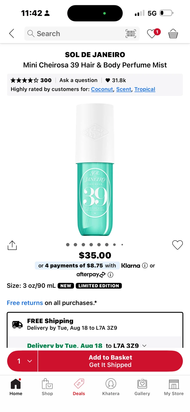 Sol de Janeiro Mini Cheirosa 39 Hair & Body Perfume Mist 90mL
