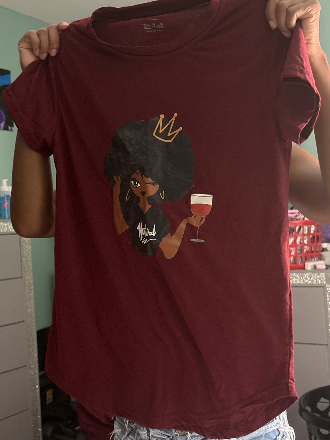 Maroon T-Shirt with "Natural" Graphic