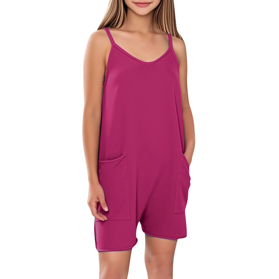 Girls Blue Romper with Pockets