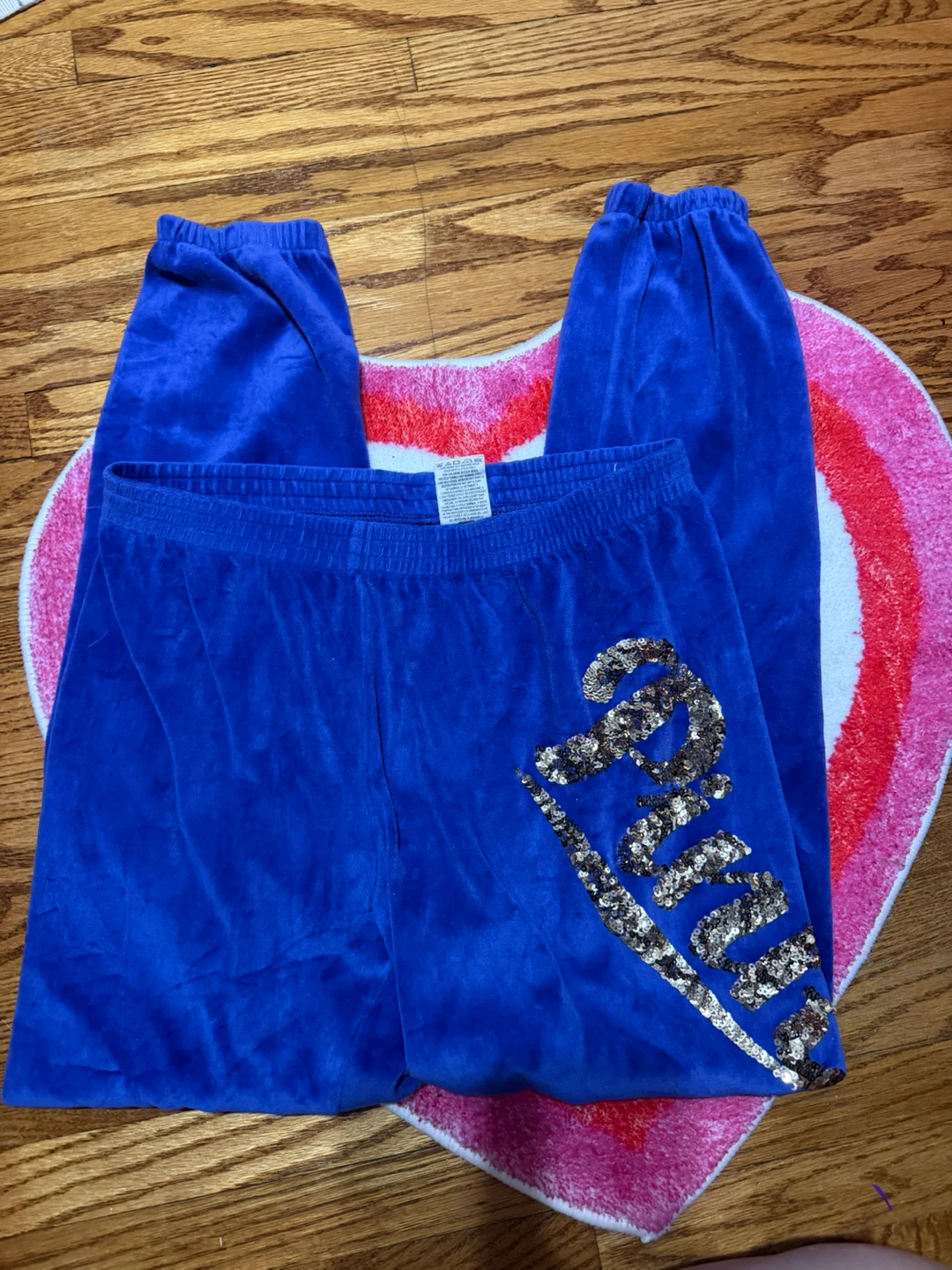 Love pink Y2K sequin velour track pants