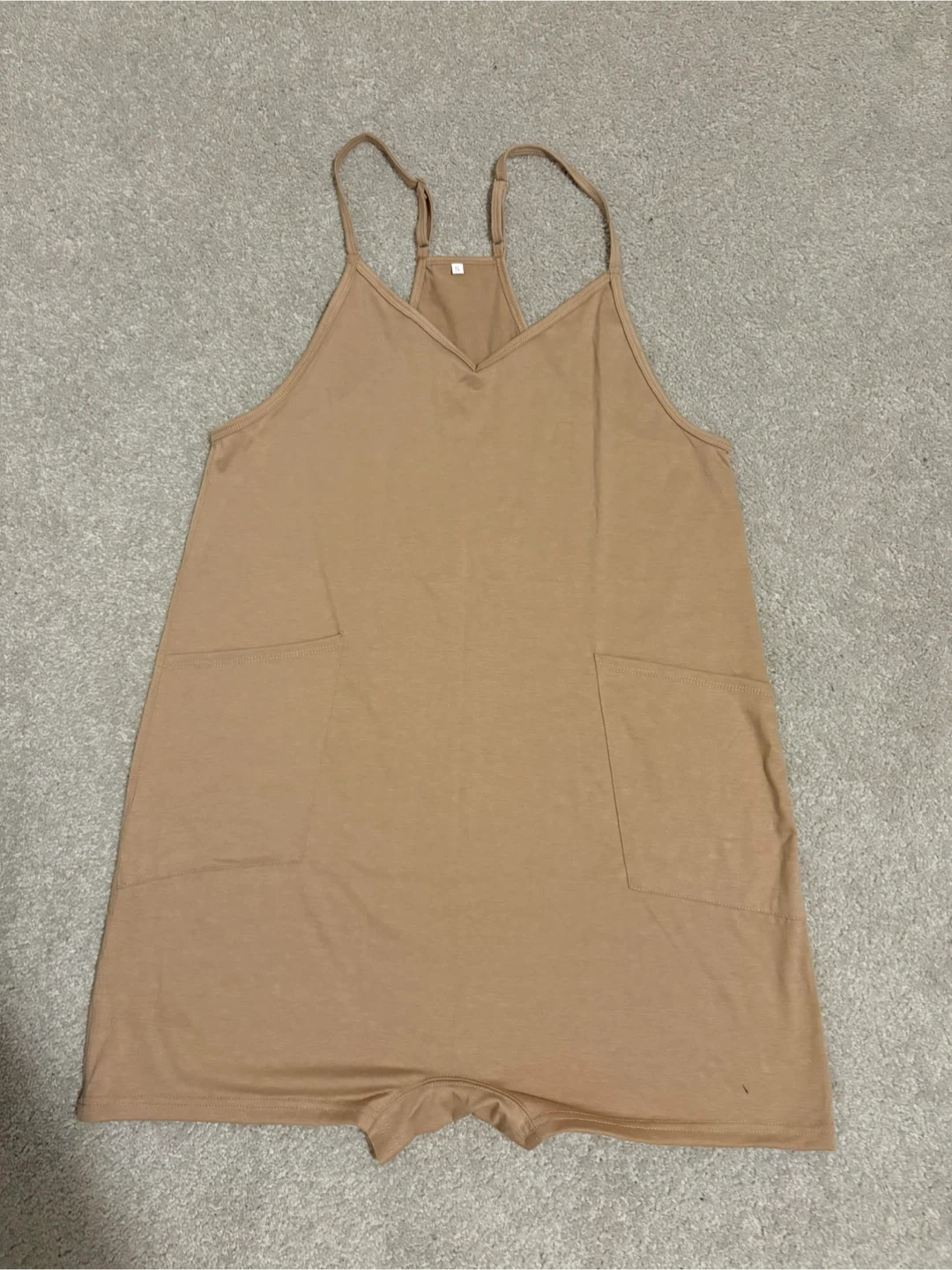 Women's Tan Spaghetti Strap Romper with Pockets - photo 2