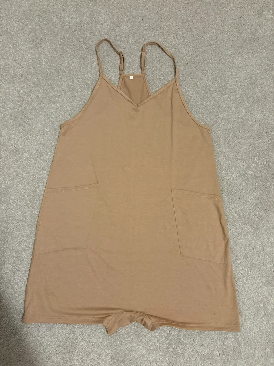 Women's Tan Spaghetti Strap Romper with Pockets - photo 2