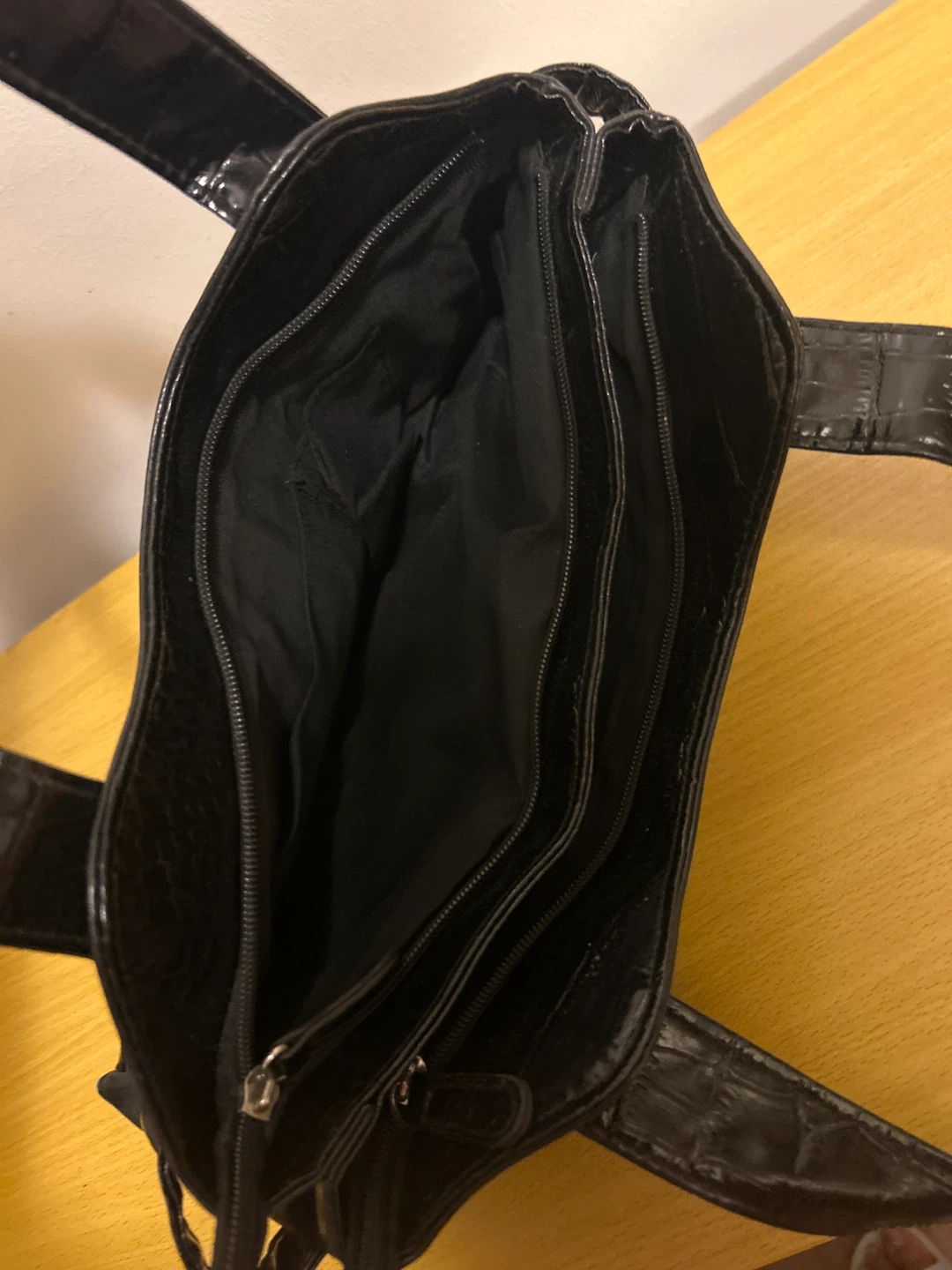Black Faux Croc Trim Shoulder Bag - photo 3