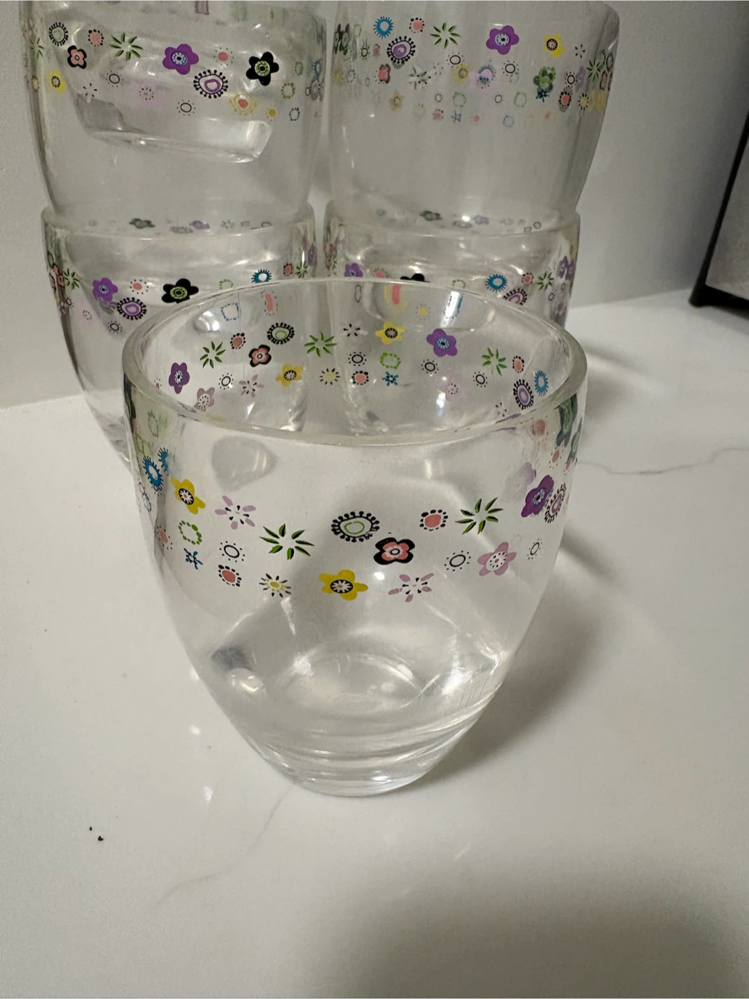 Set of 6 clear glasses with floral pattern - photo 2