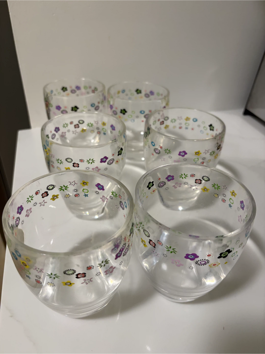 Set of 6 clear glasses with floral pattern - photo 3