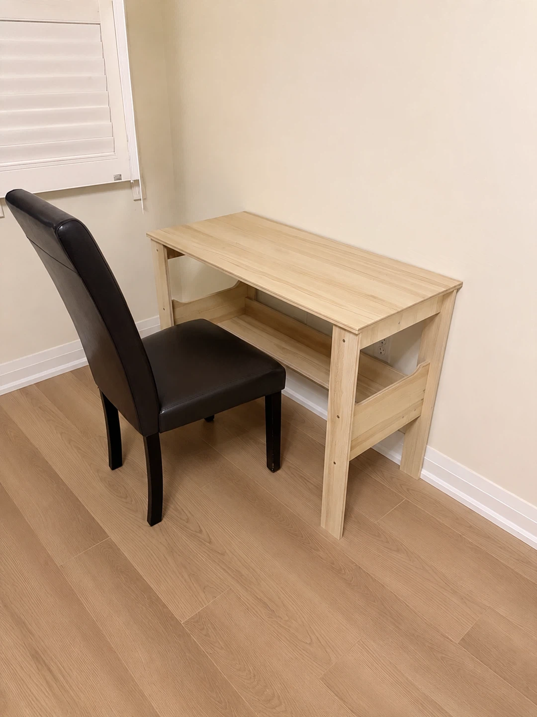 Simple Wooden Desk with Shelf