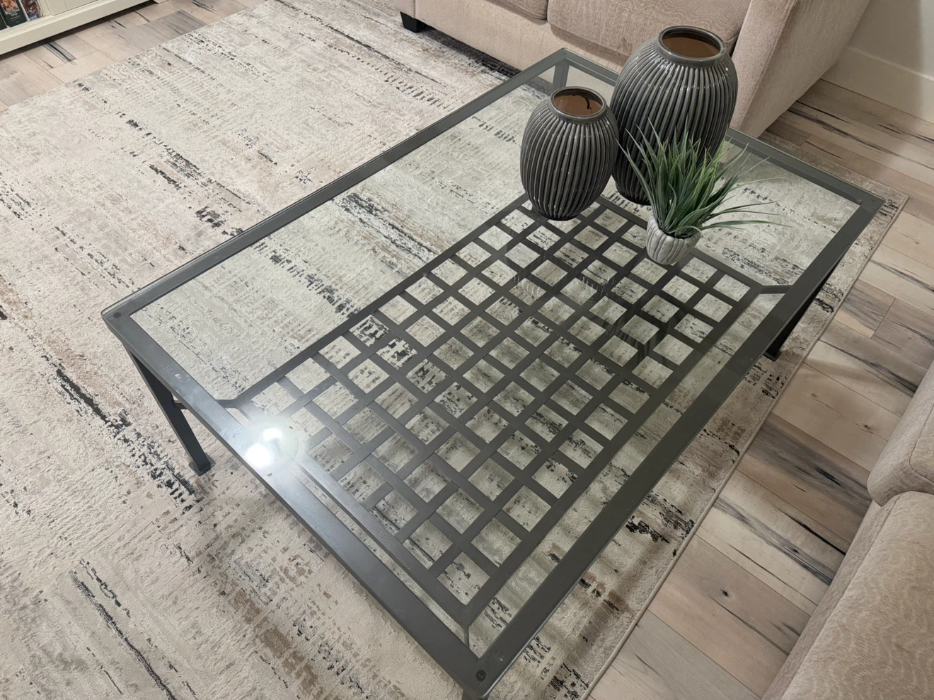 Glass Top Coffee Table with Metal Shelf - photo 3